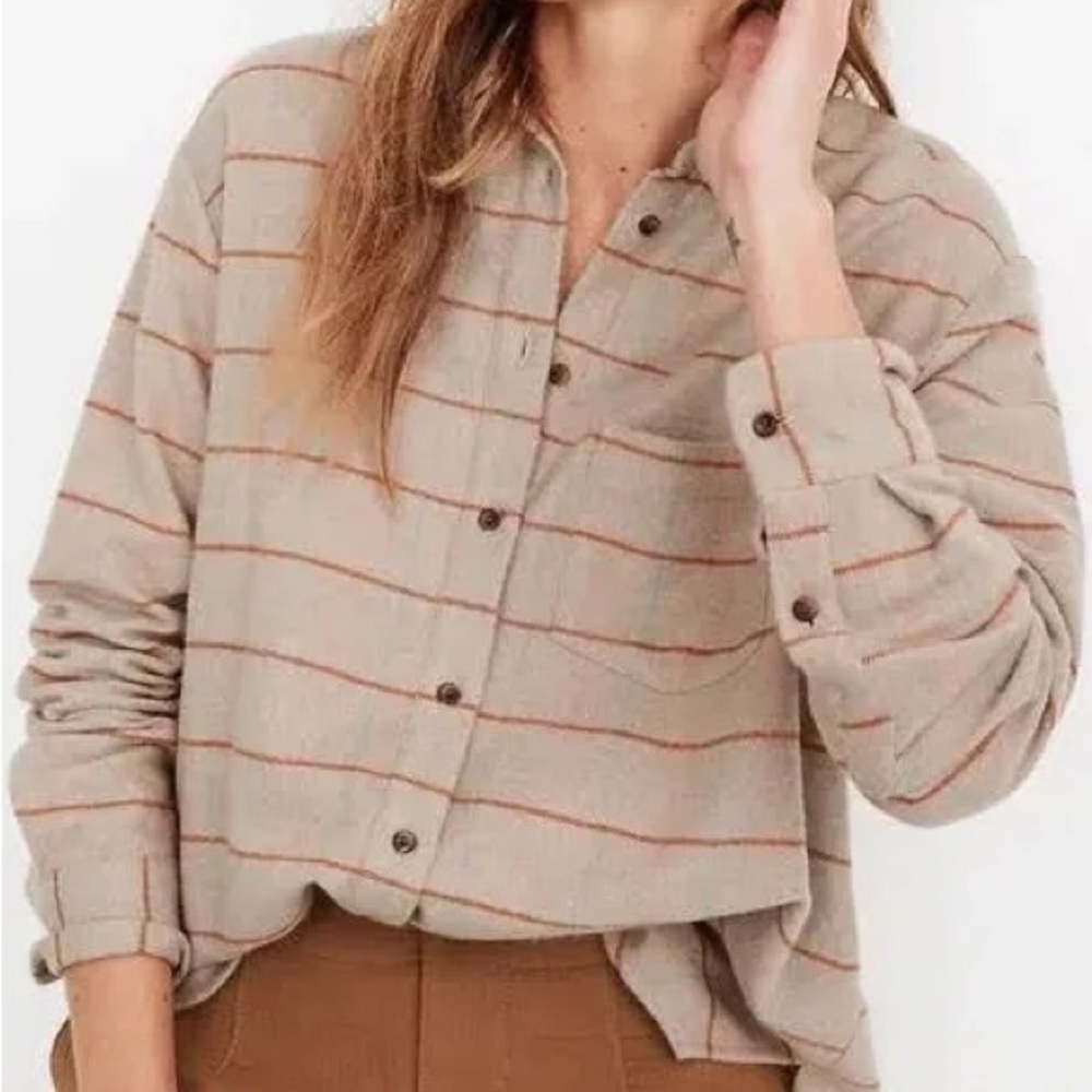 Madewell “Window Pane” Brushed Fleece Button Down